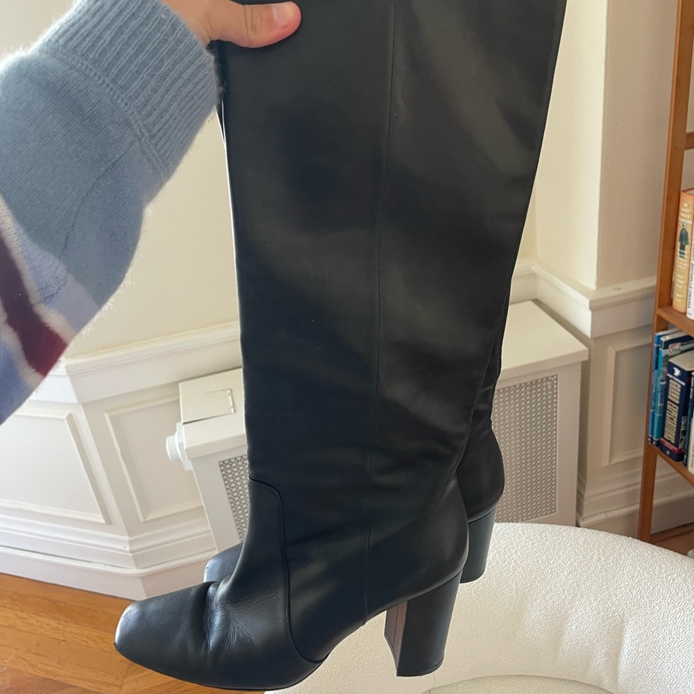 Stuart Weissman Black Leather Knee-High Boots